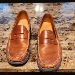 Austen Heller Brown Leather Loafers with Blue Soles